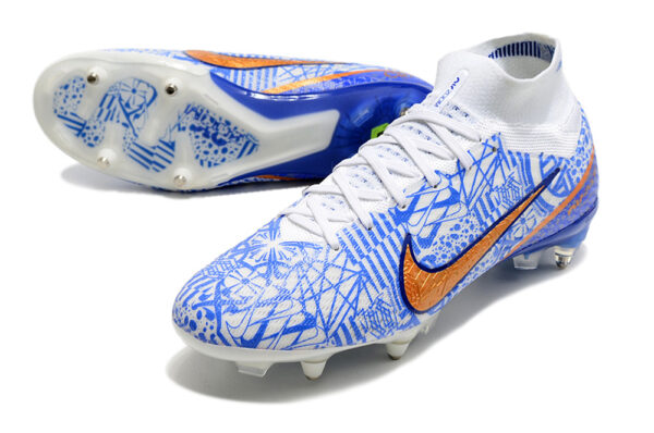 Nike Air Zoom Mercurial Superfly IX Elite Campo Trava Mista - Branca/Azul - Image 2