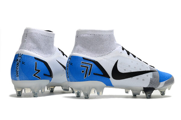 Nike Mercurial Superfly VIII Elite SG Campo Trava Mista - Branca/Azul - Image 3