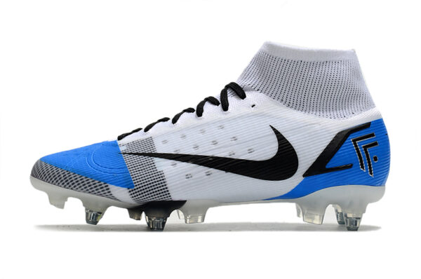 Nike Mercurial Superfly VIII Elite SG Campo Trava Mista - Branca/Azul