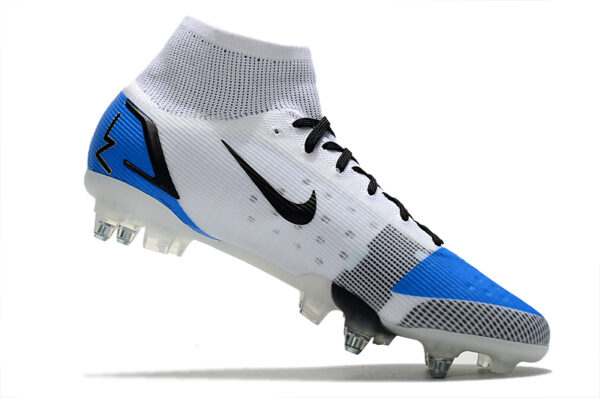 Nike Mercurial Superfly VIII Elite SG Campo Trava Mista - Branca/Azul - Image 4